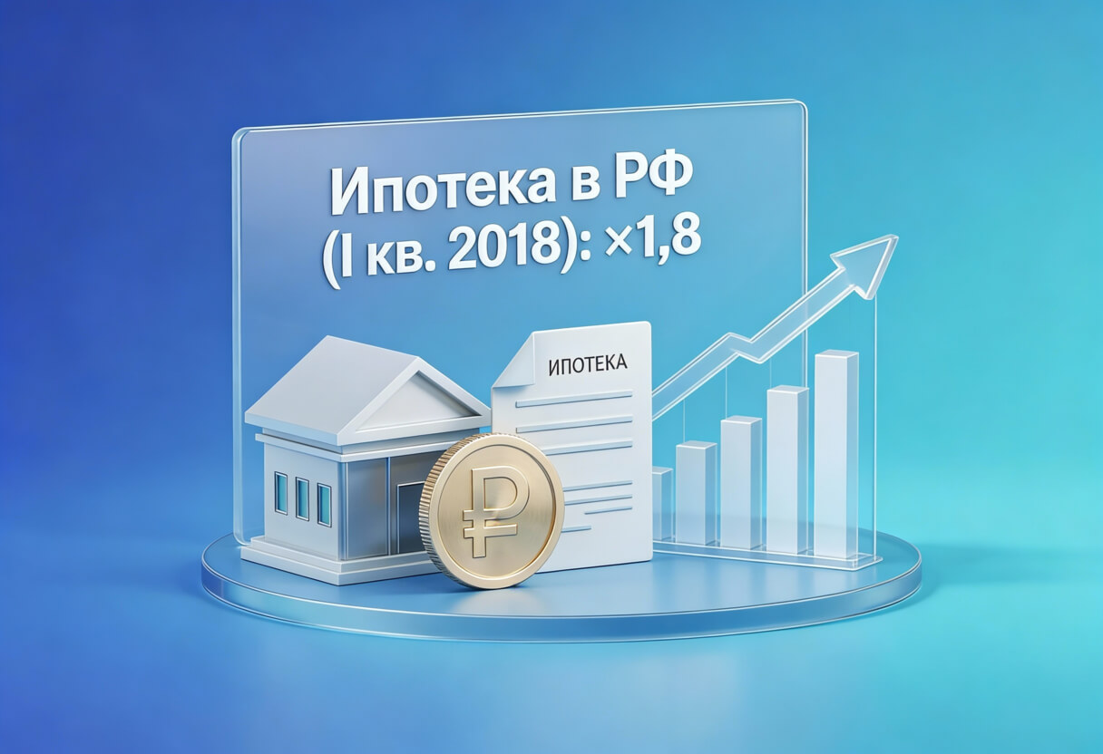 Объем выдачи ипотечных кредитов в РФ в первом квартале 2018 года вырос в 1,8 раза