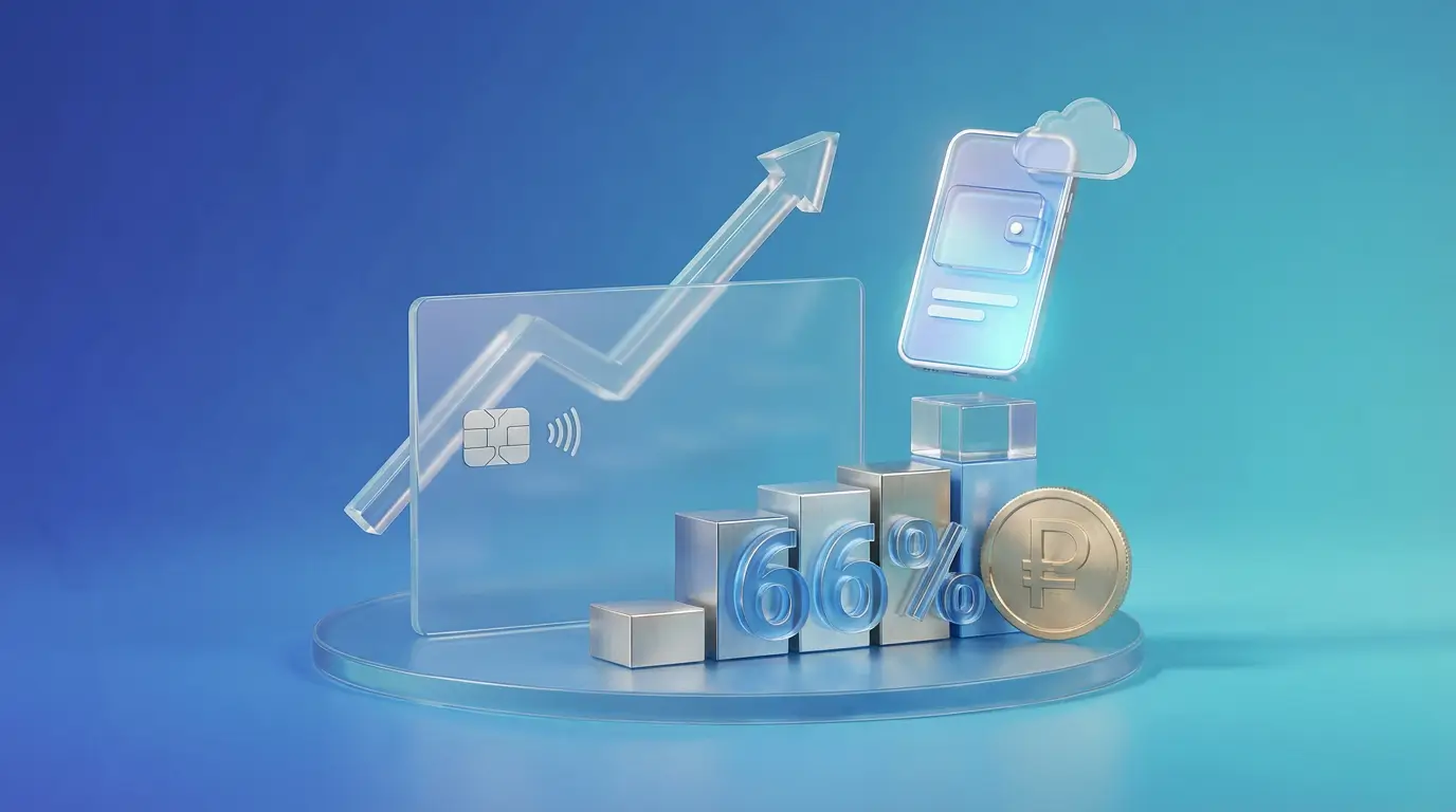 По данным Центробанка доля безналичных расчетов на конец 2019 года вырастет до 66%